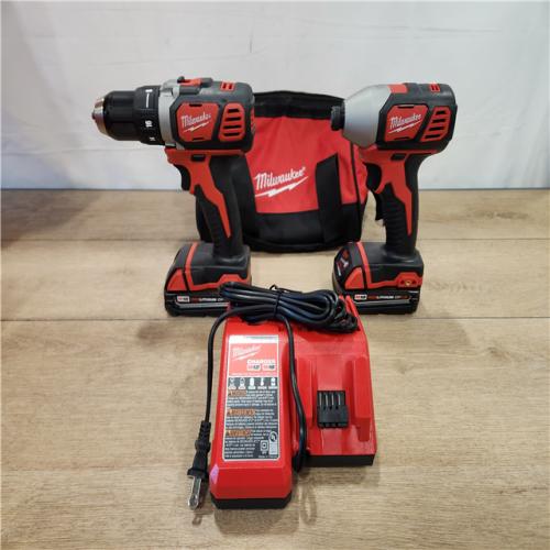 AS-IS- Milwaukee 18V Lithium-Ion Cordless Drill Driver/Impact Driver Combo Kit