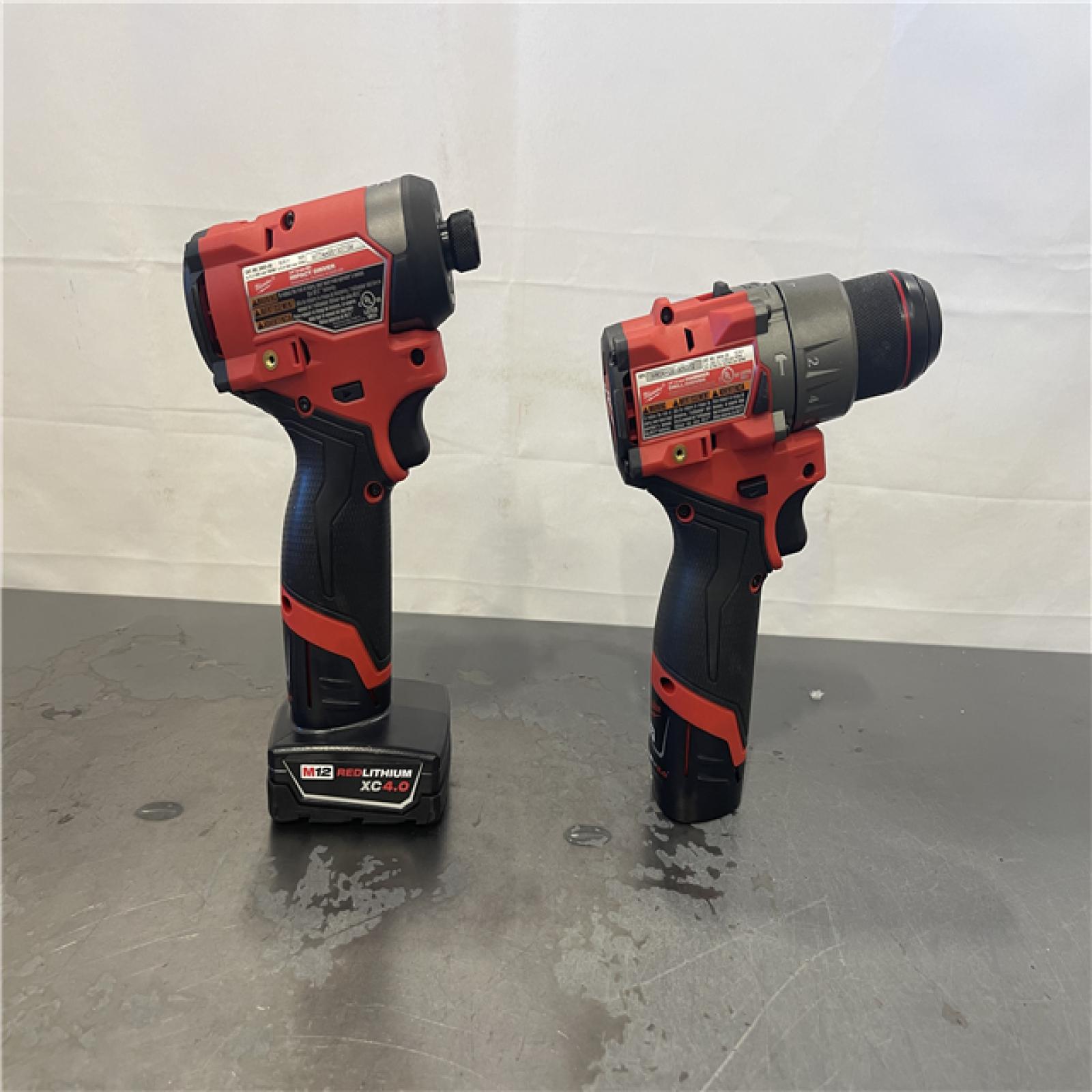 AS-IS- Milwaukee M12 FUEL Cordless 2-Tool Combo Kit: 1/2Hammer Drill  1/4Hex Impact Driver