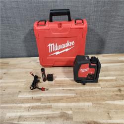 HOUSTON LOCATION - AS-IS Milwaukee 100 ft. REDLITHIUM Lithium-Ion USB Green Rechargeable Cross Line Laser Level with Charger