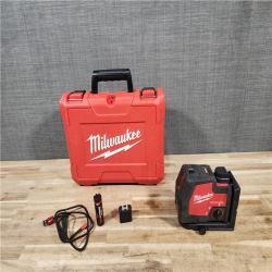 HOUSTON LOCATION - AS-IS Milwaukee Green 100 ft. Cross Line and Plumb Points Rechargeable Laser Level with REDLITHIUM Lithium-Ion