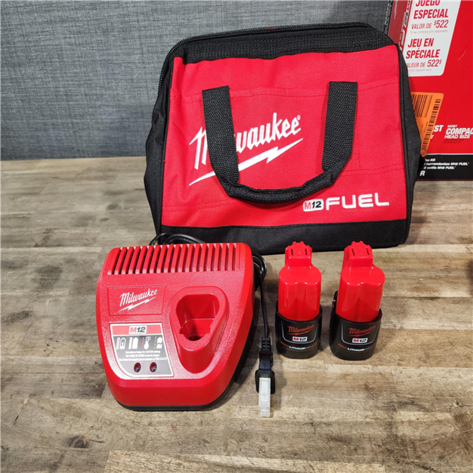 HOUSTON LOCATION - AS-IS Milwaukee 3453-22HSR M12 FUEL 12V Lithium-Ion Cordless 3/8 in. Ratchet and 1/4 in. Impact Driver Kit