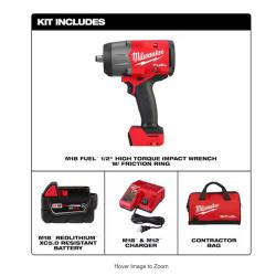 NEW! - Milwaukee M18 FUEL 18V Lithium-Ion Brushless Cordless 1/2 in. Impact Wrench w/Friction Ring Kit