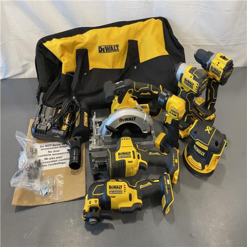 AS-IS - DEWALT 20-Volt MAX Lithium-Ion Cordless 7-Tool Combo Kit with 2.0 Ah Battery, 5.0 Ah Battery and Charger