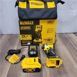 AS-IS DEWALT ATOMIC 20V MAX Lithium-Ion Cordless 1/4 in. Brushless Impact Driver Kit, 5 Ah Battery, Charger, and Bag