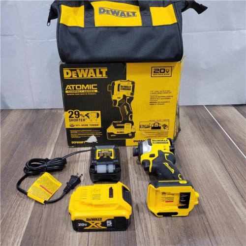 AS-IS DEWALT ATOMIC 20V MAX Lithium-Ion Cordless 1/4 in. Brushless Impact Driver Kit, 5 Ah Battery, Charger, and Bag