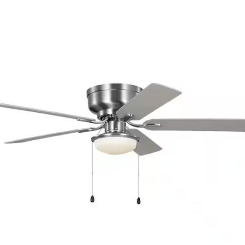 DALLAS LOCATION - Hampton Bay Colton 52 in. Indoor Brushed Nickel Standard Flush Mount Ceiling Fan PALLET -(35 UNITS)