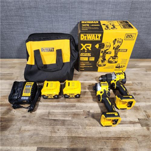 HOUSTON LOCATION - AS-IS DEWALT 20V MAX XR Hammer Drill and ATOMIC Impact Driver 2 Tool Cordless Combo Kit with (2) 4.0Ah Batteries, Charger, and Bag