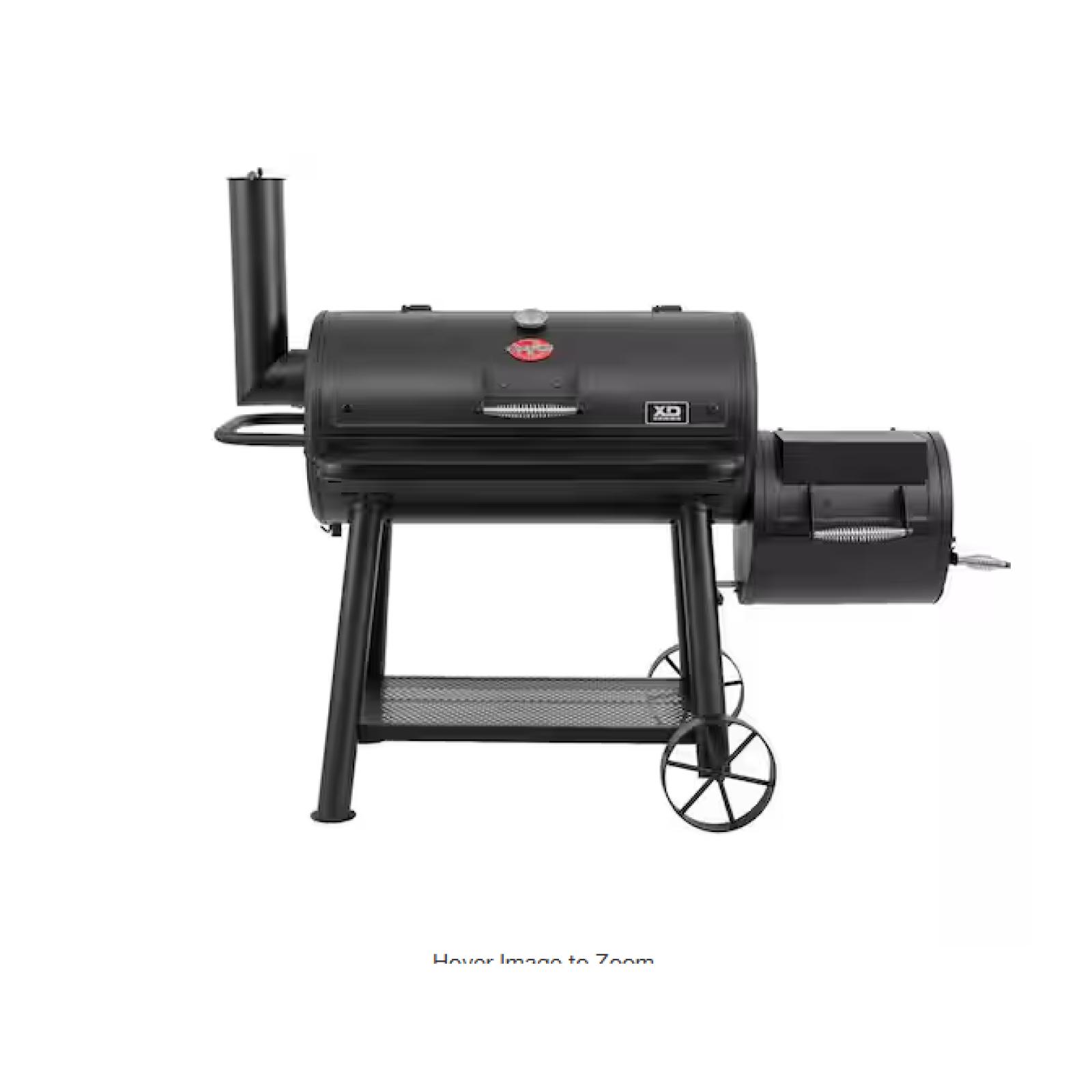 DALLAS LOCATION - Char-Griller Grand Champ Charcoal Grill and Offset Smoker in Black
