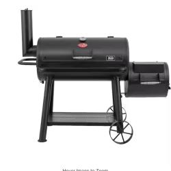DALLAS LOCATION - Char-Griller Grand Champ Charcoal Grill and Offset Smoker in Black