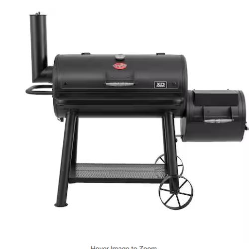 DALLAS LOCATION - Char-Griller Grand Champ Charcoal Grill and Offset Smoker in Black