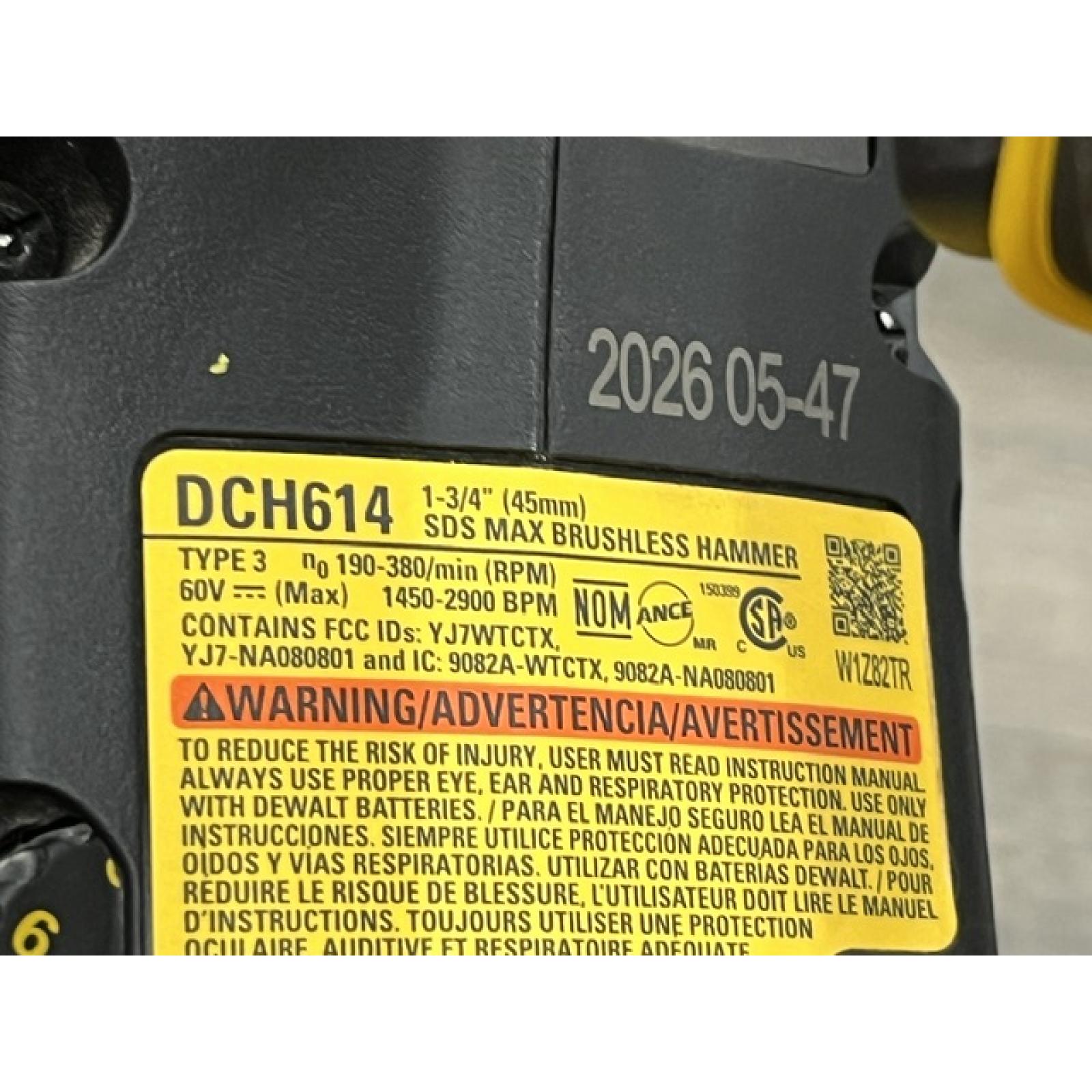 AS-IS DEWALT FLEXVOLT 60V MAX Lithium-Ion Brushless Cordless 1-3/4 in. SDS MAX Combination Rotary Hammer (Tool Only)