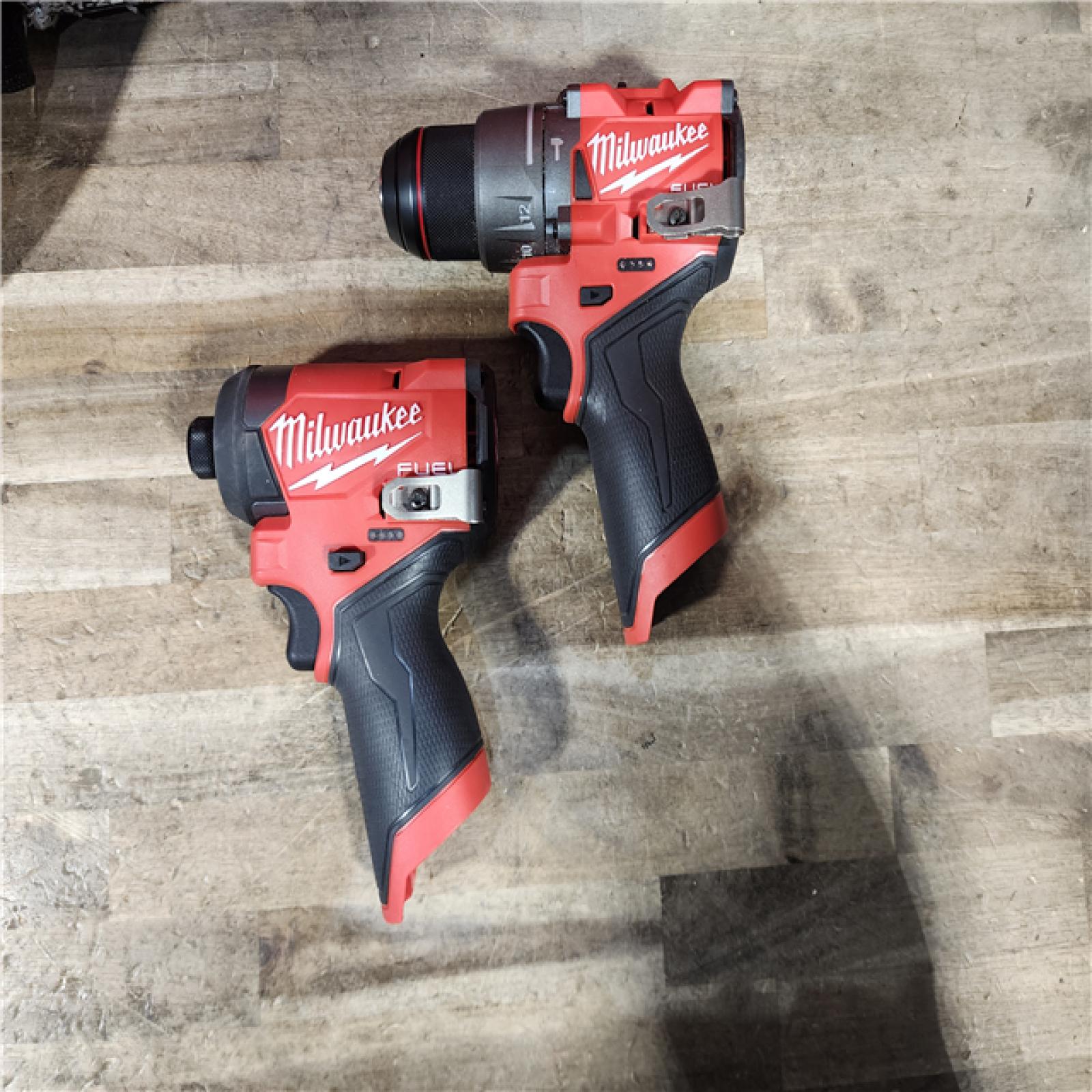 HOUSTON LOCATION - AS-IS Milwaukee FUEL 12-Volt Lithium-Ion Brushless Cordless Hammer Drill and Impact Driver Combo Kit