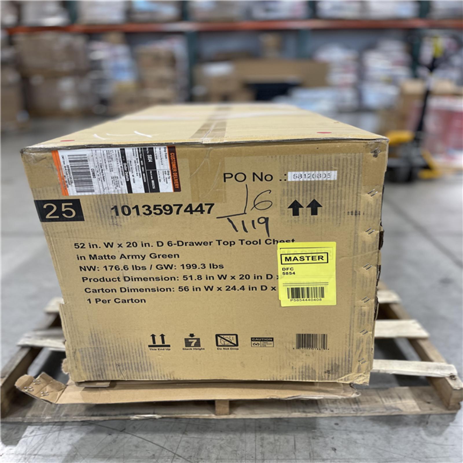 DALLAS LOCATION- HUSKY 52 in. W x 20in. D 6-DRAWER TOOL CHEST IN MATTE ARMY GREEN