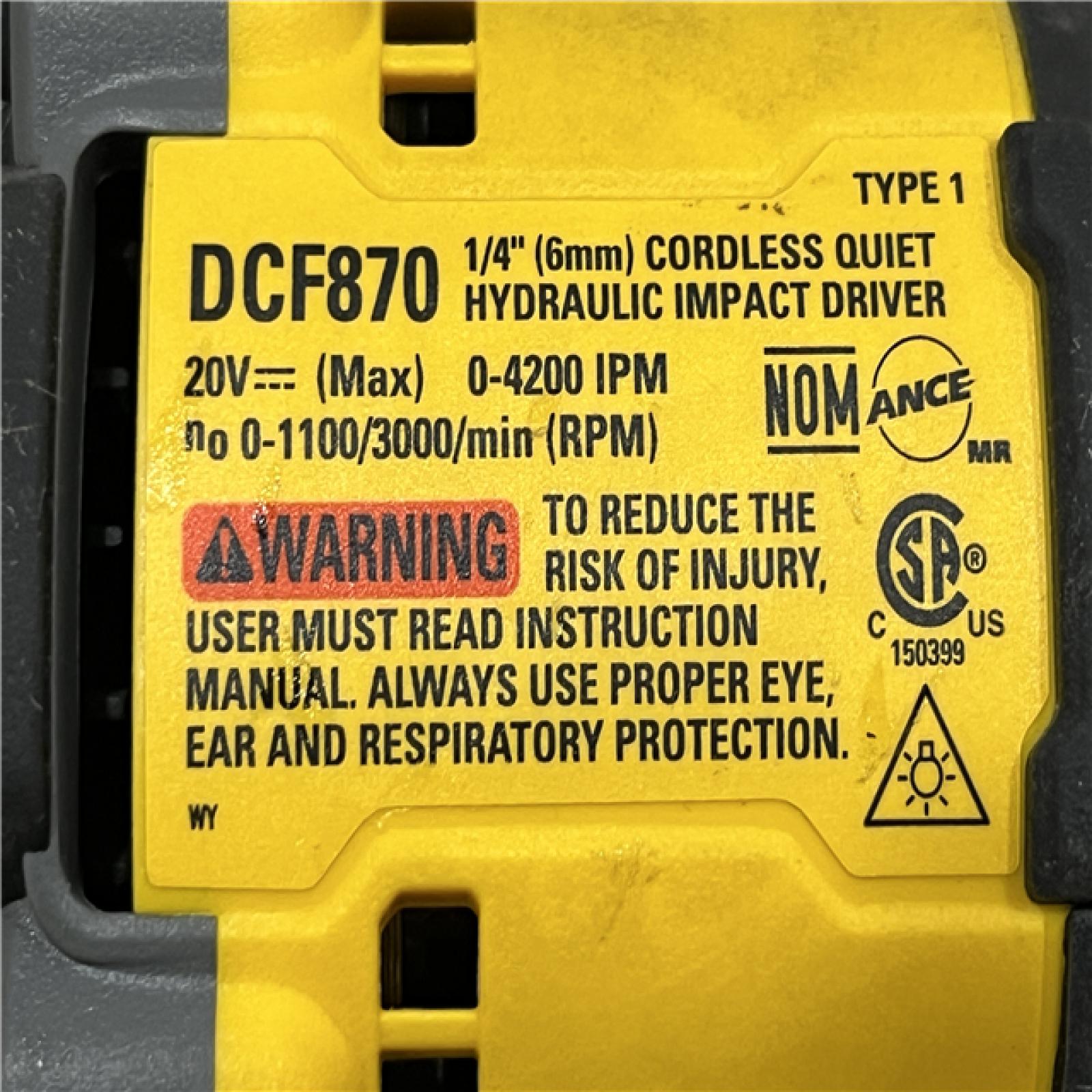 AS-IS DEWALT 20V XR Brushless Cordless 1/4 in. Quiet Hydraulic Impact Driver (Tool-Only)