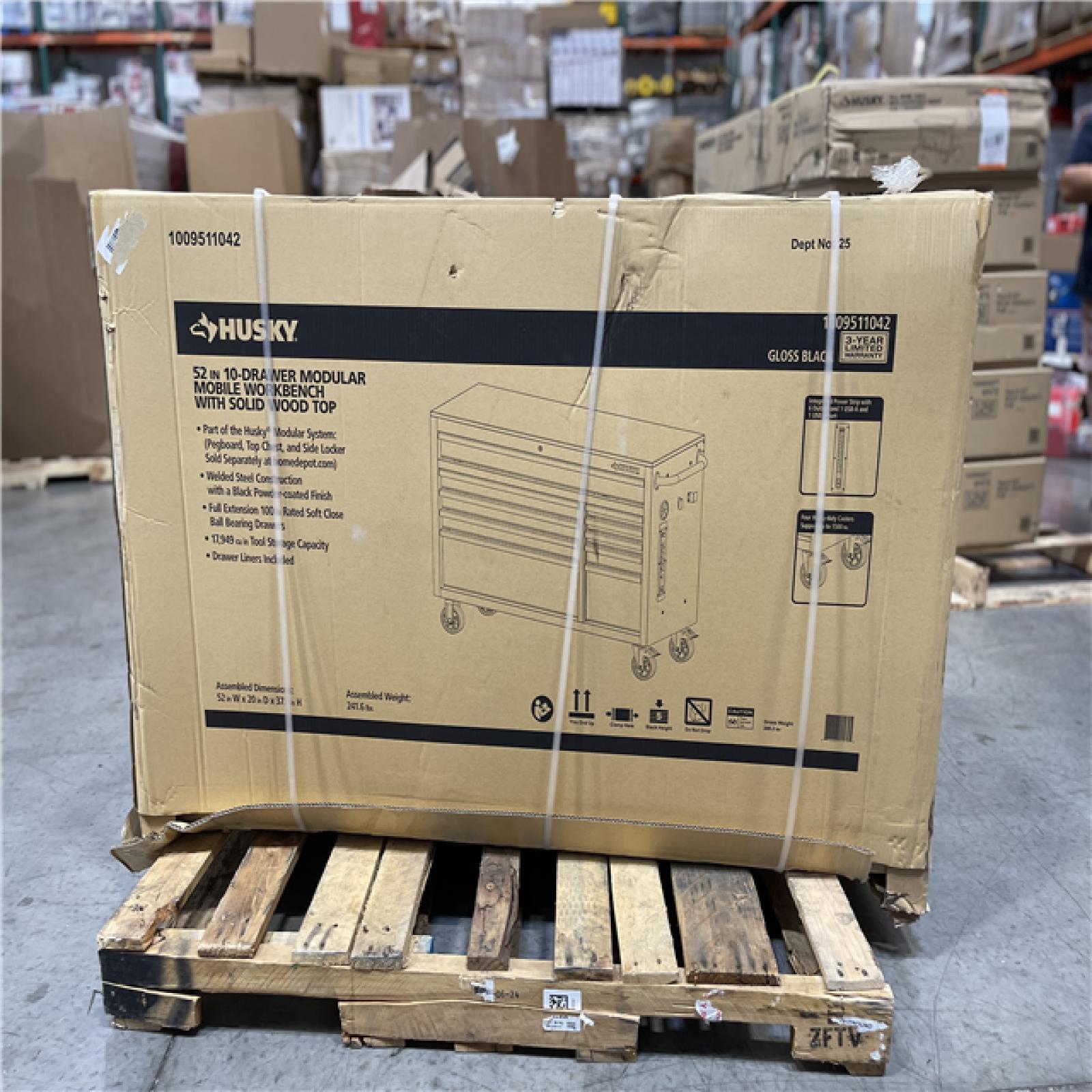 DALLAS LOCATION - Husky Modular Tool Storage 52 in. W x 20 in. D Standard Duty Black Mobile Workbench Cabinet