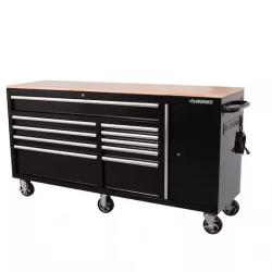 DALLAS LOCATION -  Husky Standard Duty 72 in. W x 20 in. D 10-Drawer Black Mobile Workbench Cabinet with Solid Wood Top