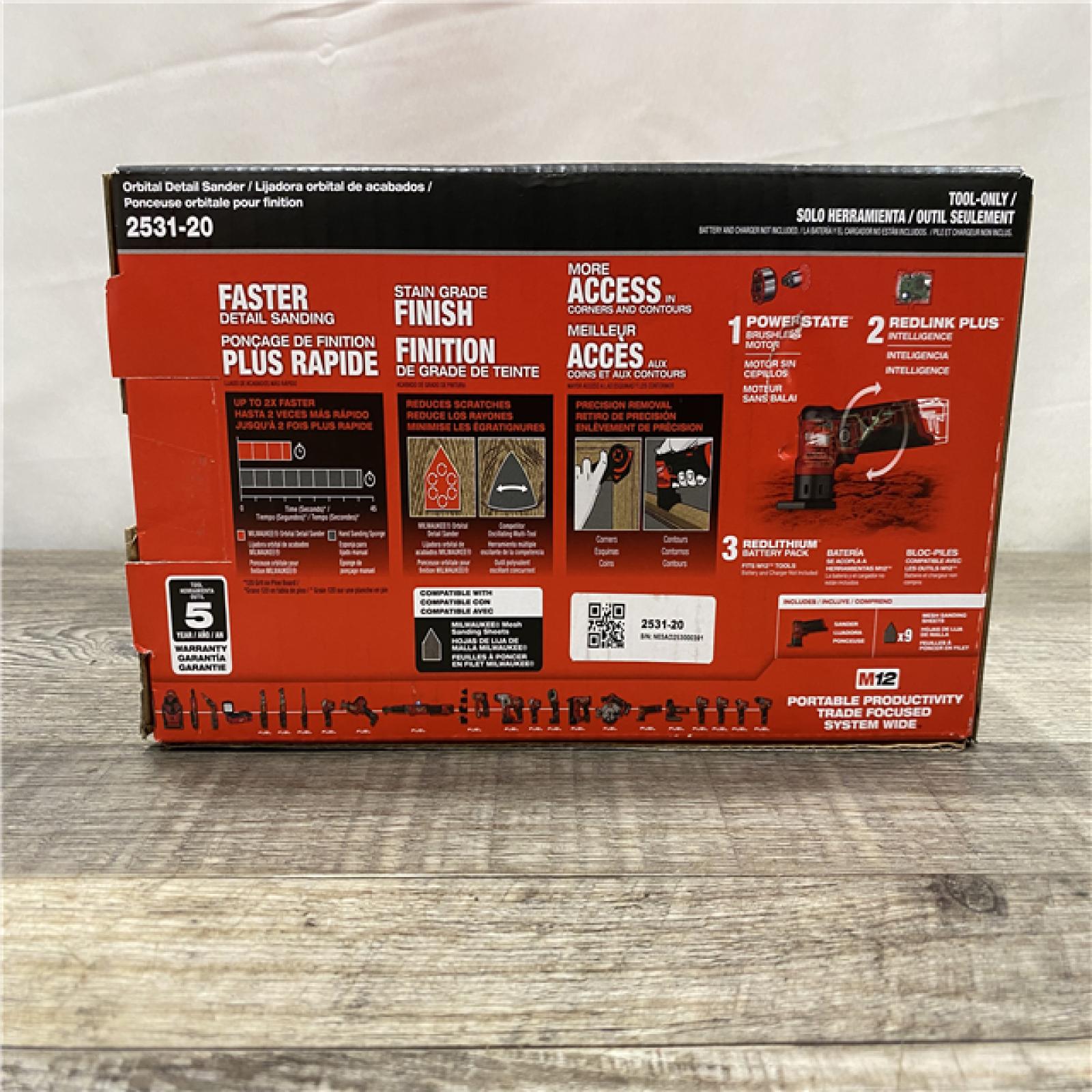 NEW - Milwaukee FUEL 12-Volt Lithium-Ion Brushless Cordless Orbital Detail Sander (Tool-Only)