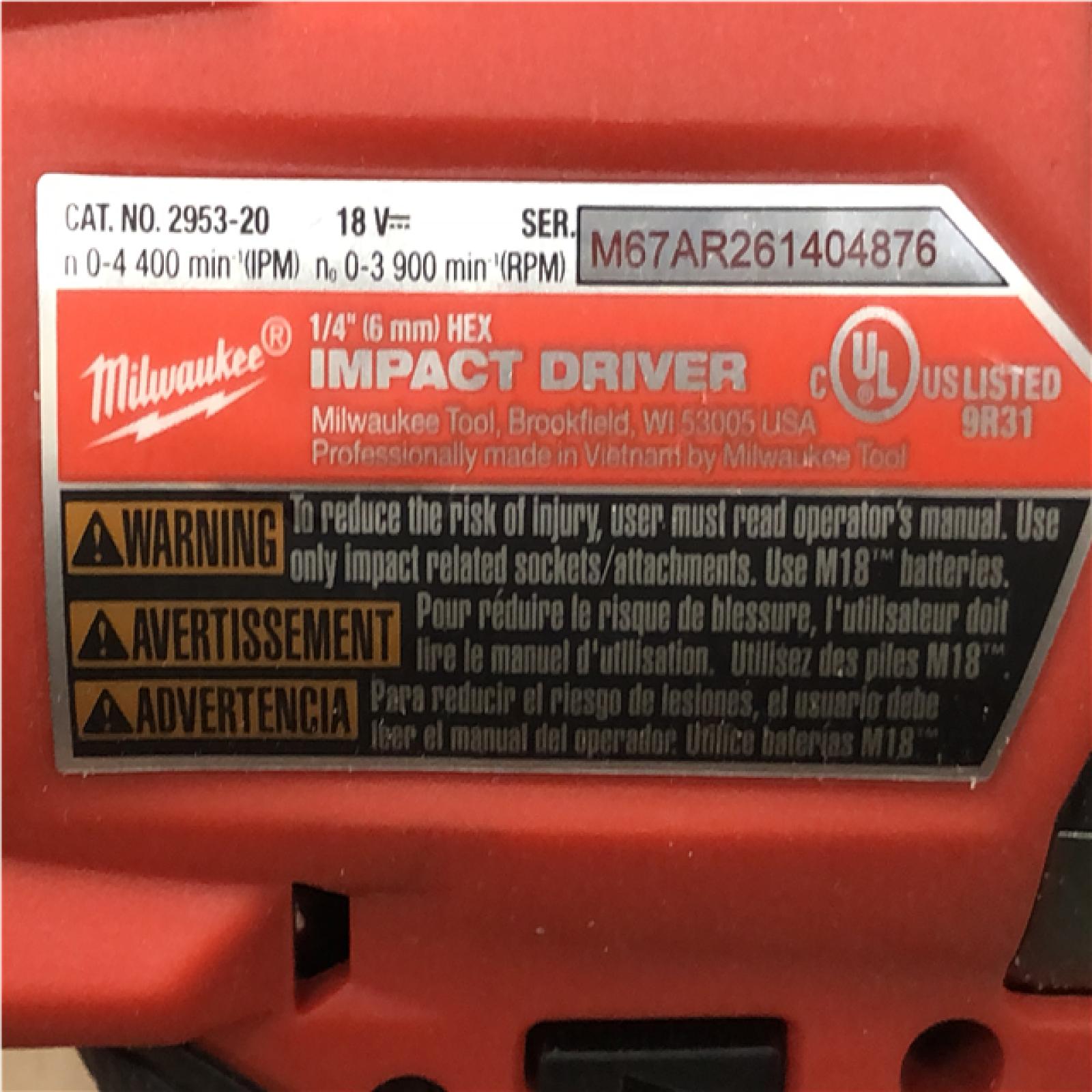 AS-IS Milwaukee FUEL 18V Lithium-Ion Brushless Cordless 1/4 in. Hex Impact Driver (Tool-Only)