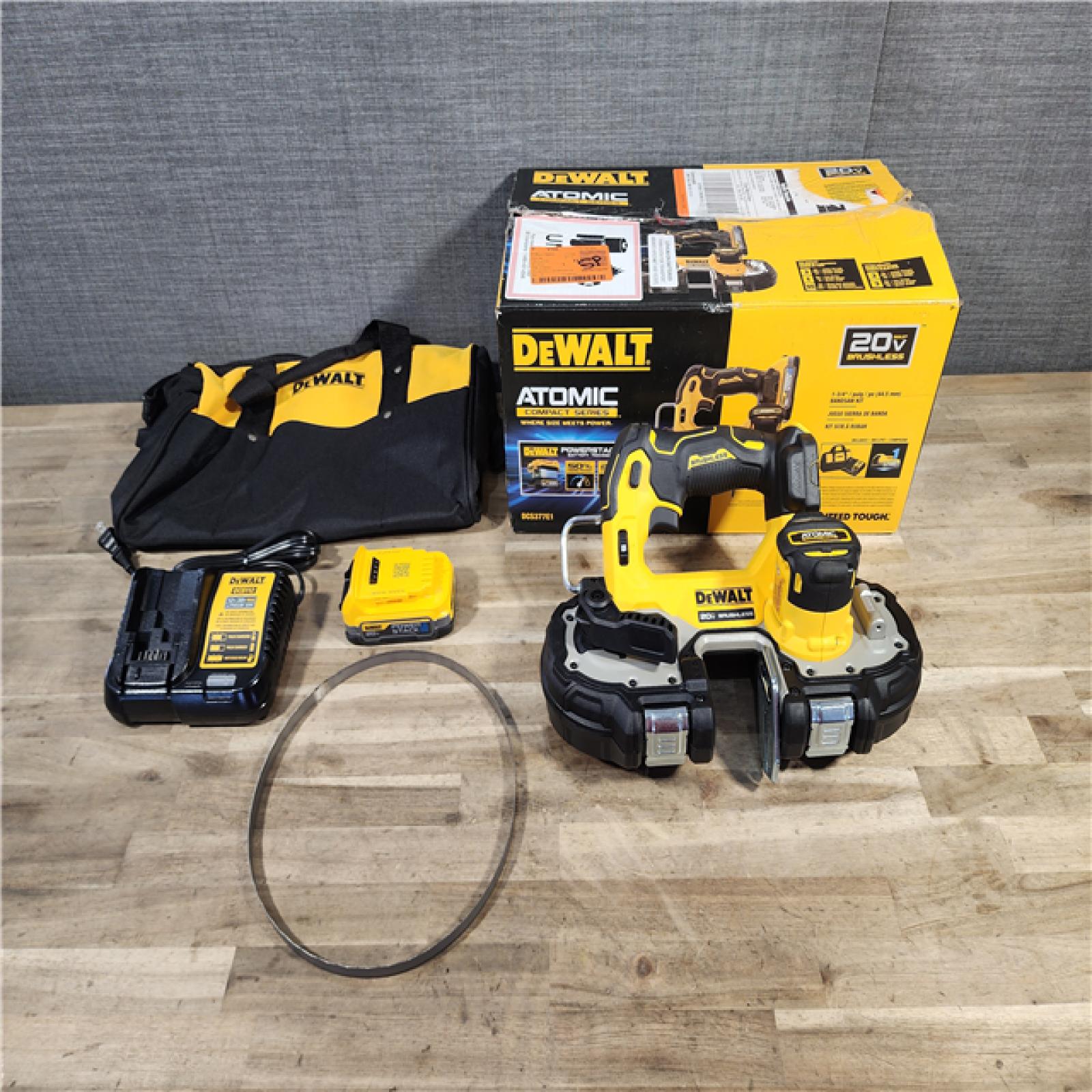 HOUSTON LOCATION - AS-IS (APPEARS LIKE NEW) DeWalt 20V MAX ATOMIC Cordless Brushless Compact Band Saw Kit (Battery & Charger)