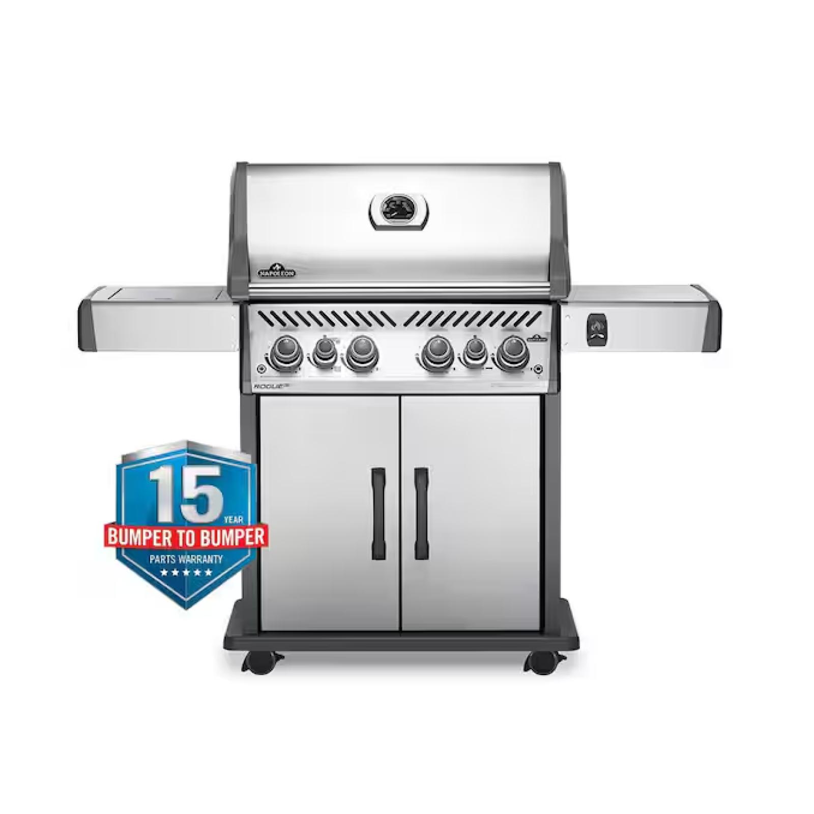 DALLAS LOCATION - NAPOLEON Rogue 4-Burner Propane Gas Grill in Stainless Steel with Infrared Rear and Side Burners