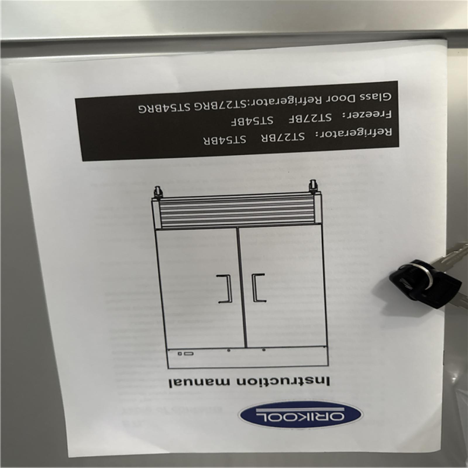California AS-IS ORIKOOL 54 Commercial Reach-In Feezer in Stainless Steel  2 Solid Doors; Model #ST54BR (Dent on unit)