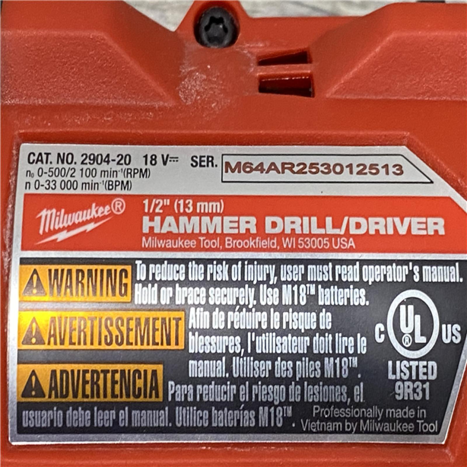 AS-IS Milwaukee FUEL 18V Lithium-Ion Brushless Cordless 1/2 in. Hammer Drill Driver Kit