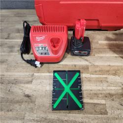 HOUSTON LOCATION - AS-IS Milwaukee 12-Volt Lithium-Ion Cordless Green 125 ft. Cross Line and Plumb Points Laser Level Kit