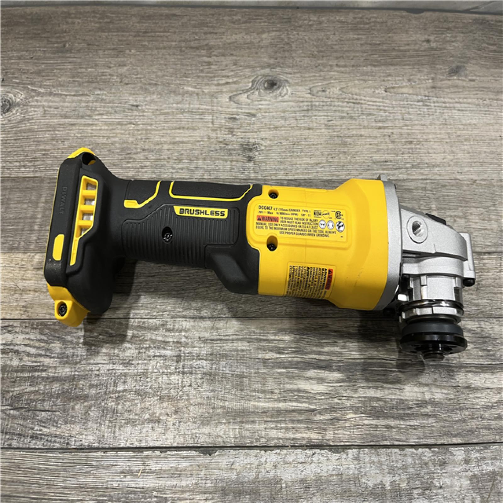 AS-IS DEWALT 20-Volt MAX Cordless Brushless 4-1/2 in. Angle Grinder with Slide Switch (Tool Only)