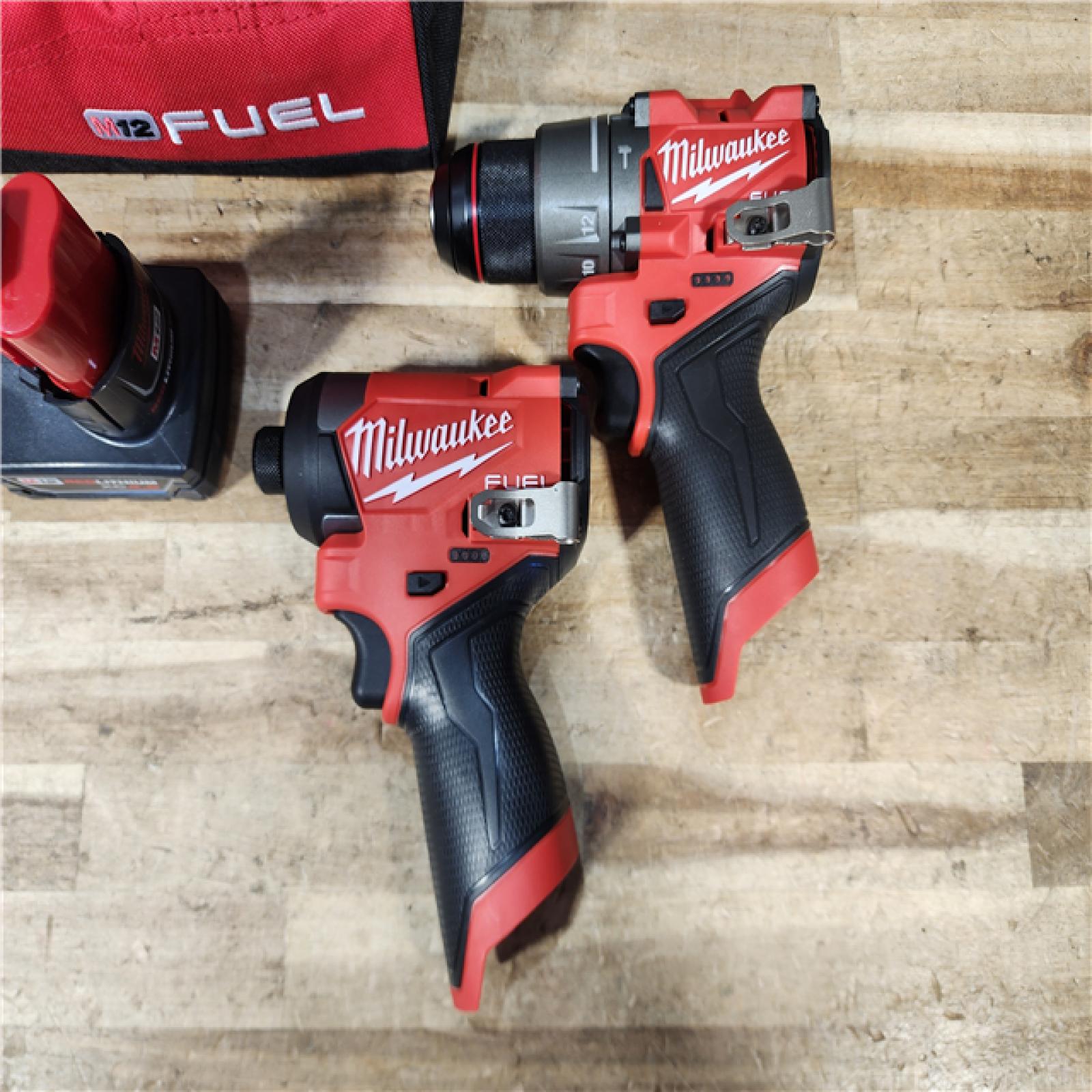 HOUSTON LOCATION - AS - IS Milwaukee FUEL 12-Volt Lithium-Ion Brushless Cordless Hammer Drill and Impact Driver Combo Kit