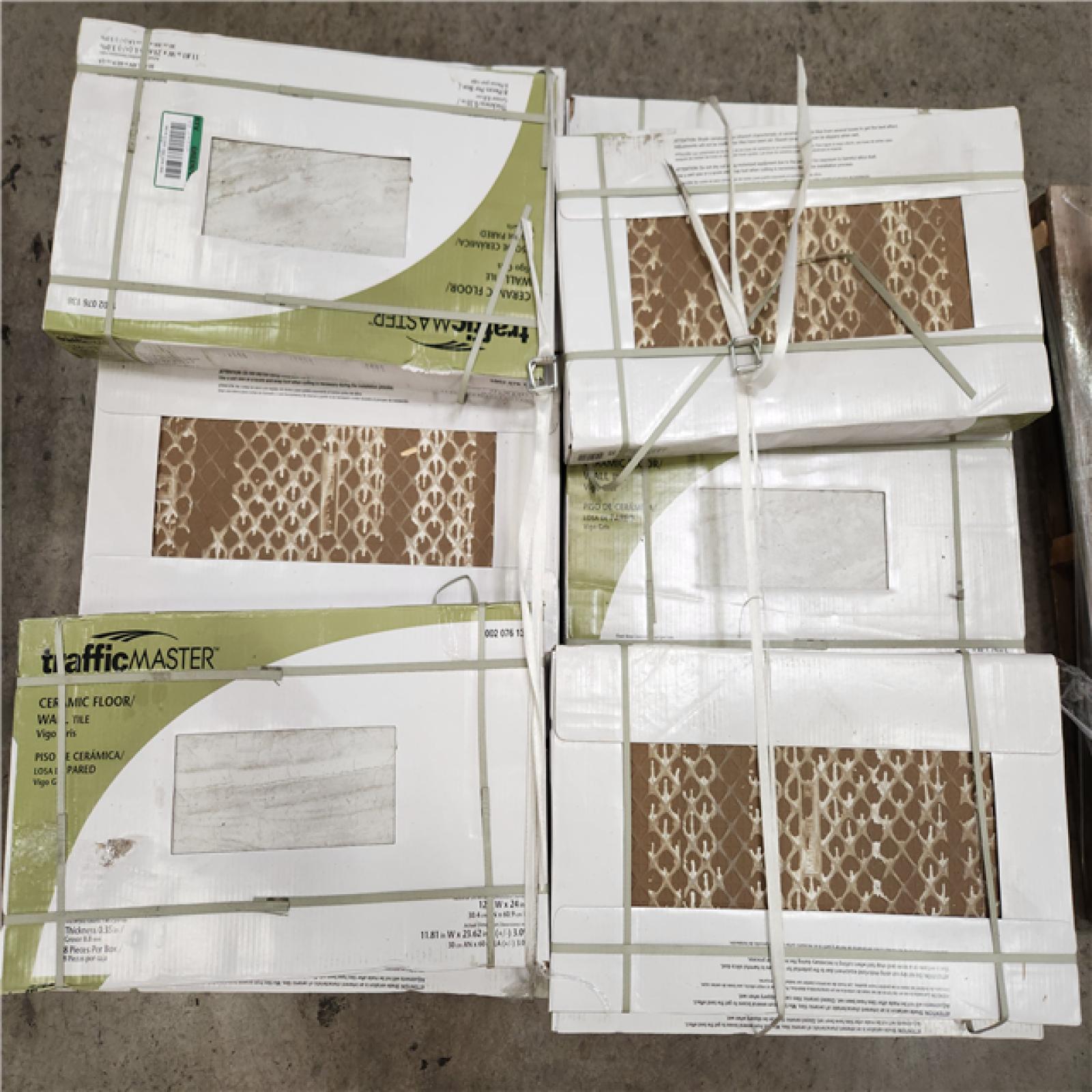 Phoenix Location Pallet of TrafficMaster Vigo Gris 12 in. x 24 in. Matte Ceramic Stone Look Floor and Wall Tile (16 sq. ft./Case)(28 Cases)
