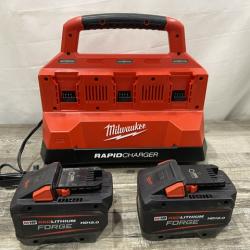 AS-IS Milwaukee 18V Lithium-Ion REDLITHIUM FORGE Starter Kit with (2) 12.0 Ah Battery Pack and PACKOUT 6-Port Rapid Charger