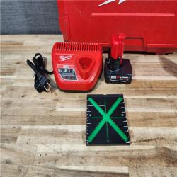 HOUSTON LOCATION - AS-IS (APPEARS LIKE NEW) Milwaukee 12-Volt Lithium-Ion Cordless Green 250 ft. 3-Plane Laser Level Kit