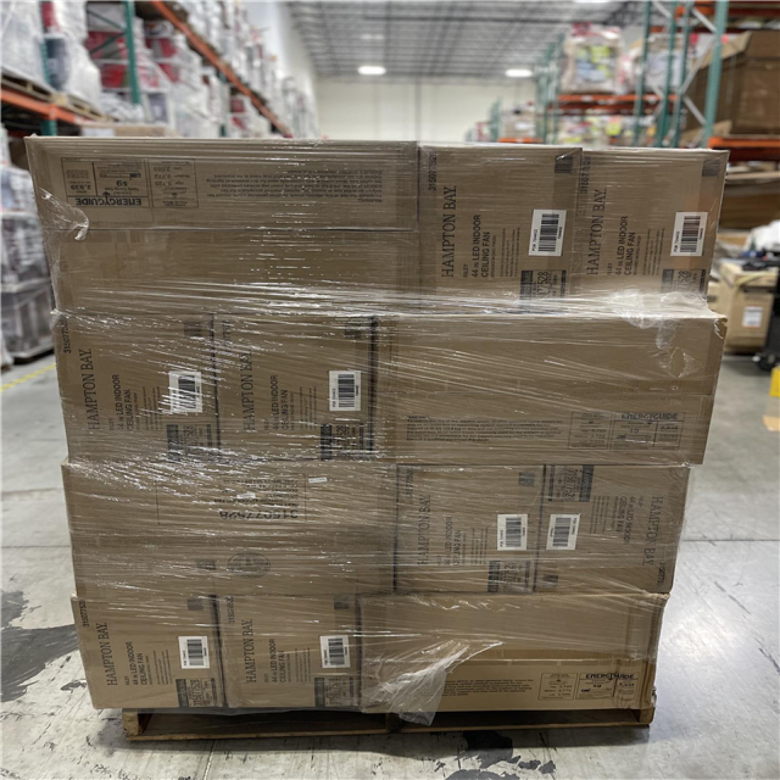 DALLAS LOCATION - Hampton Bay Riley 44 in. LED Brushed Nickel Indoor Ceiling Fan with Light Kit PALLET-(36 UNITS)