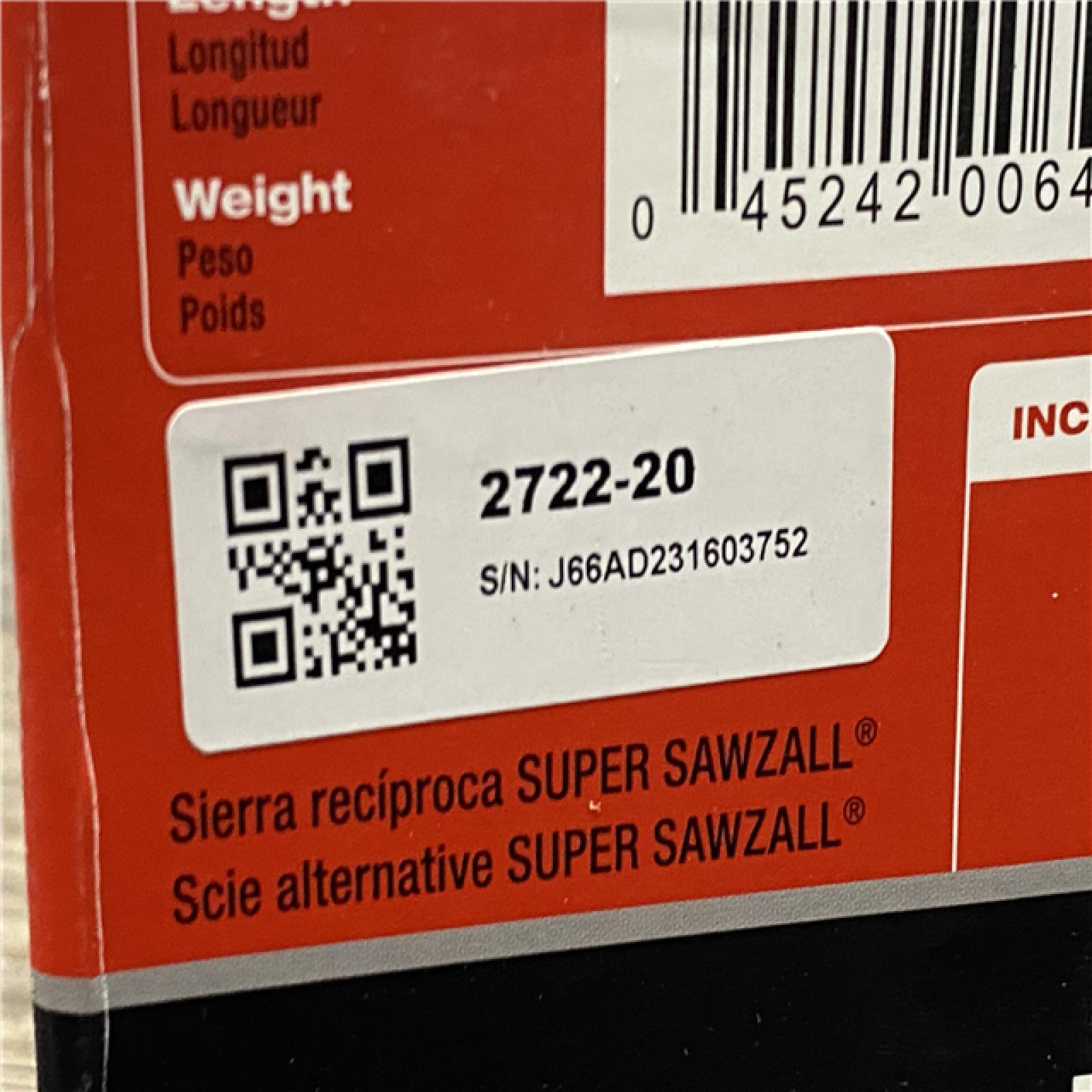 NEW - Milwaukee FUEL 18V Lithium-Ion Brushless Cordless Super SAWZALL Orbital Reciprocating Saw (Tool-Only)