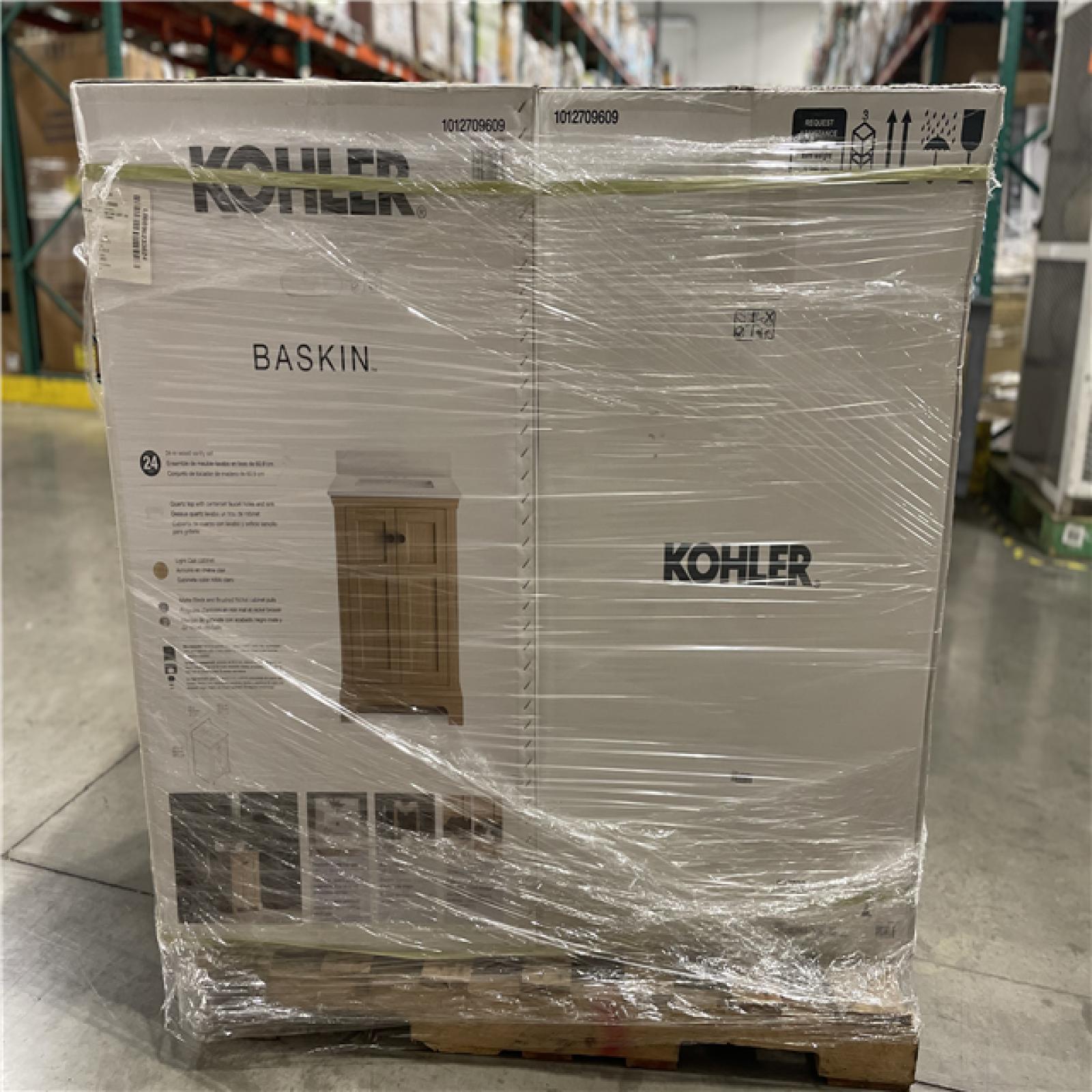 DALLAS LOCATION- NEW!- KOHLER Baskin 24 in. Single Sink Light Oak Bath Vanity PALLET (2 UNITS)