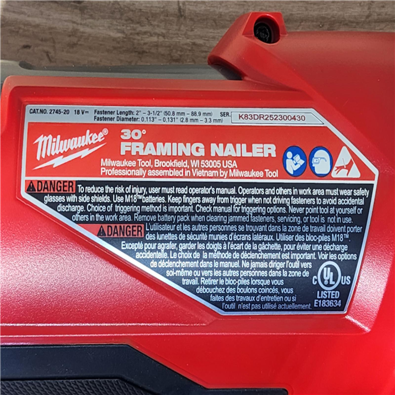 HOUSTON LOCATION - AS-IS Milwaukee FUEL 3-1/2 in. 18-Volt 30-Degree Lithium-Ion Brushless Cordless Framing Nailer (Tool-Only)