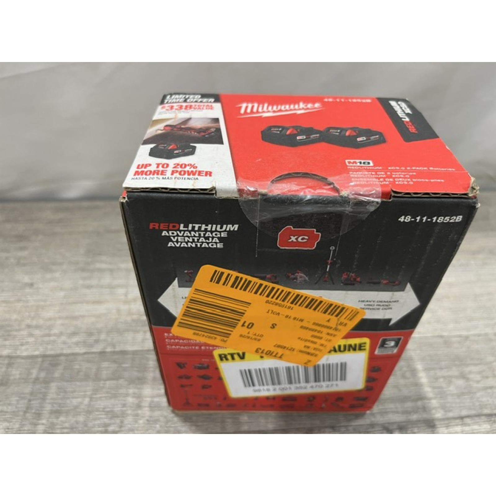 NEW - Milwaukee 18-Volt Lithium-Ion XC Extended Capacity 5.0 Ah Battery Pack (2-Pack)