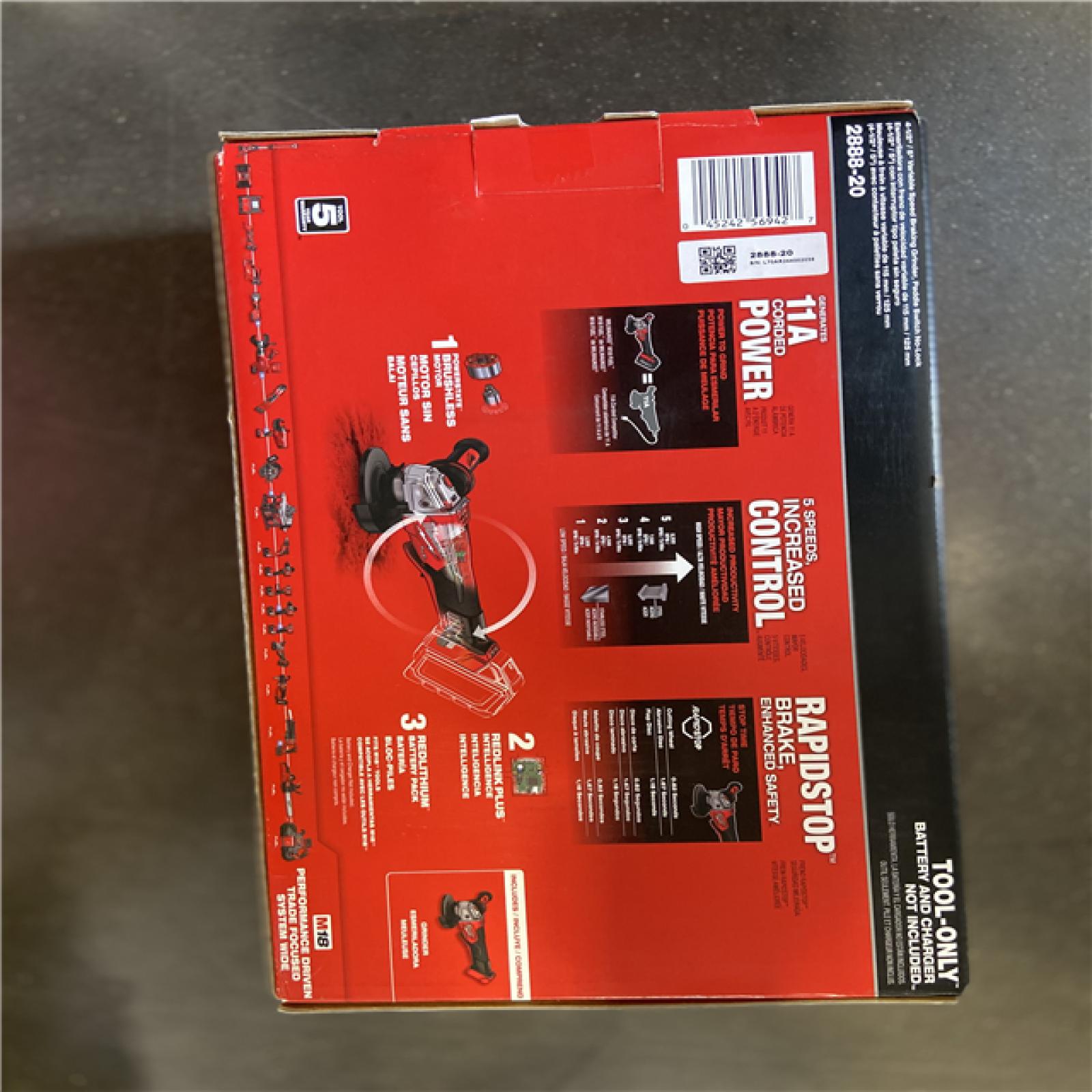 NEW! - Milwaukee M18 FUEL 18V Lithium-Ion Brushless Cordless 4-1/2 in./5 in. Grinder with Variable Speed & Paddle Switch (Tool-Only)