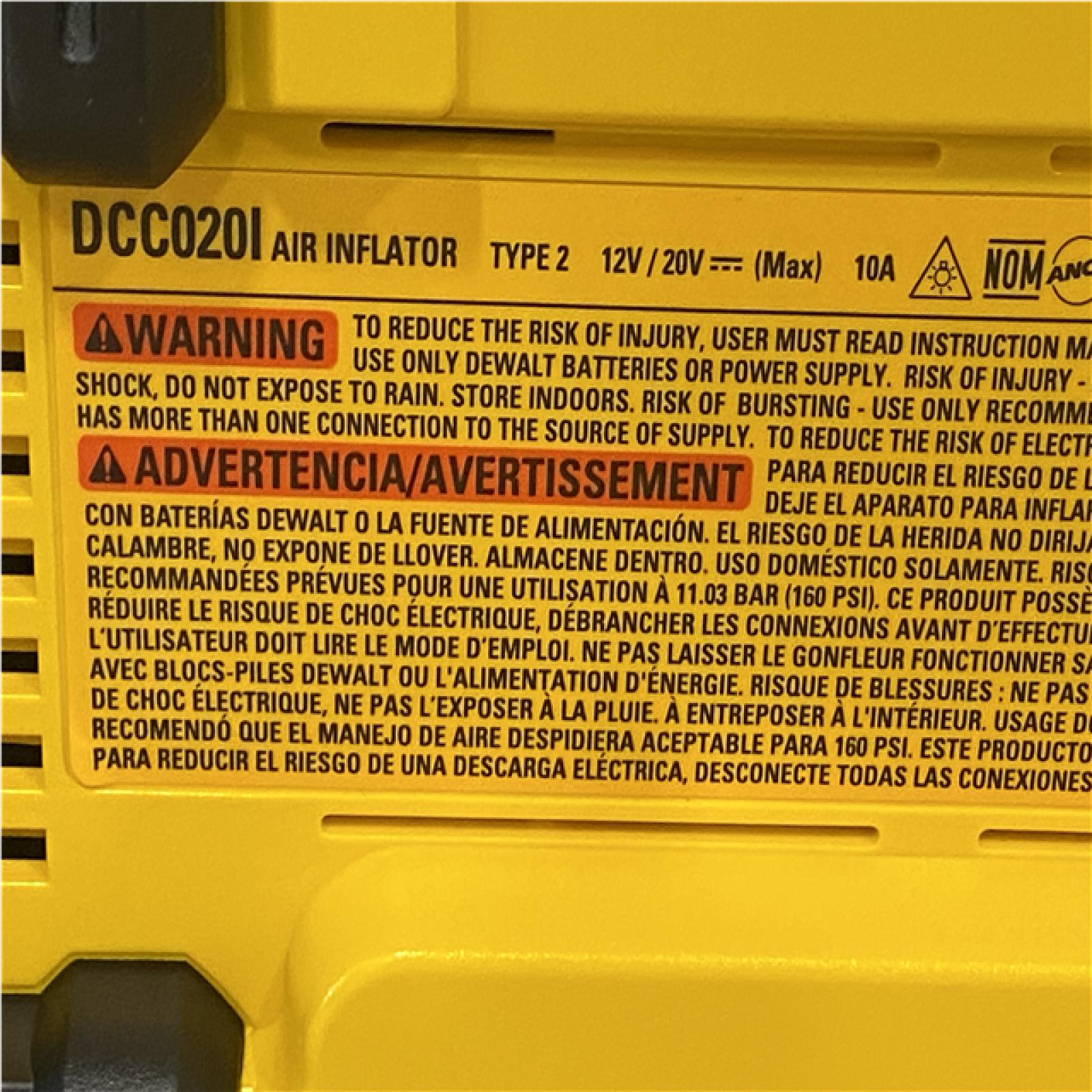AS-IS DEWALT 20V MAX Cordless Electric Portable Inflator (Tool Only)