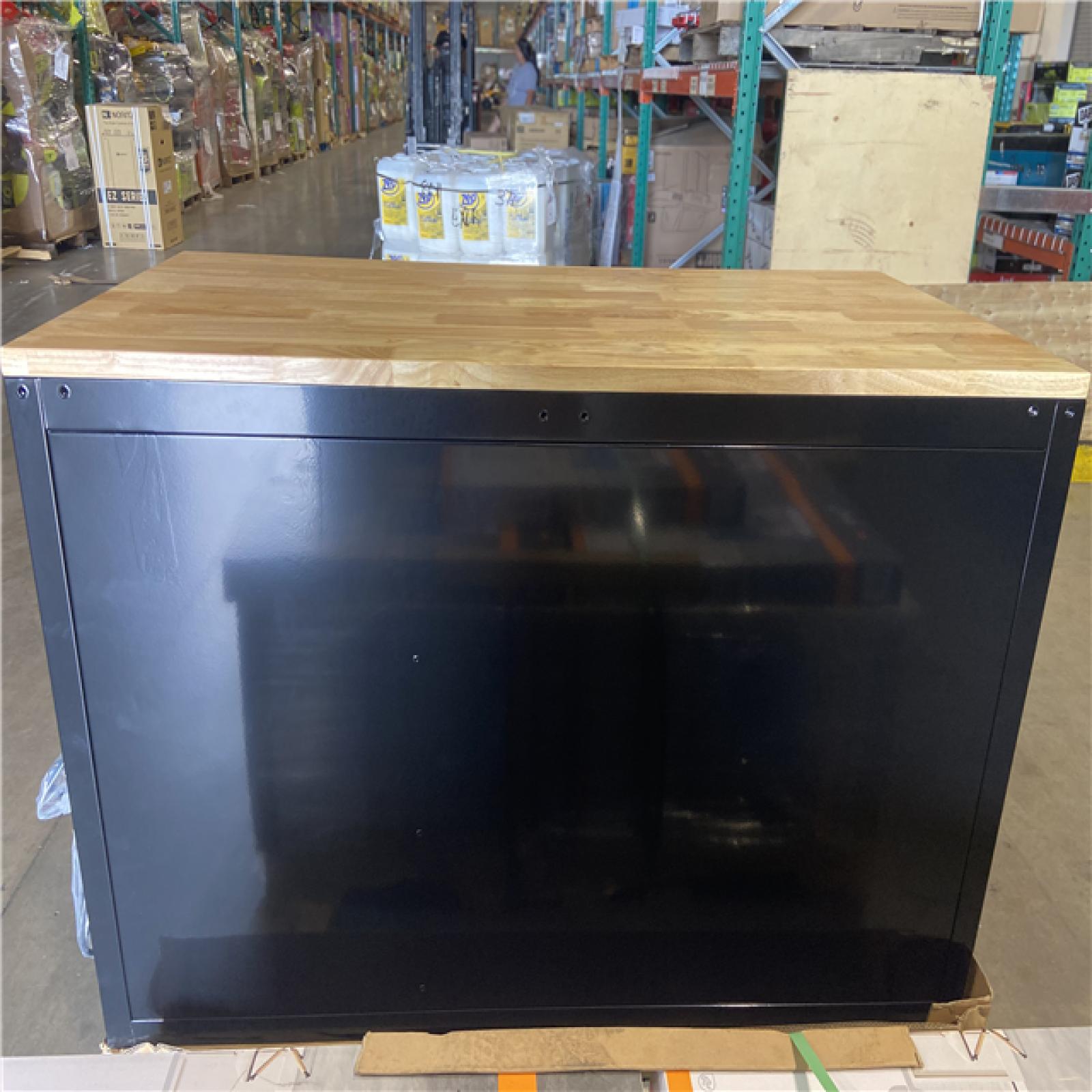DALLAS LOCATION - Husky 52 in. W x 25 in. D Standard Duty 9-Drawer Mobile Workbench Tool Chest with Solid Wood Top in Gloss Black