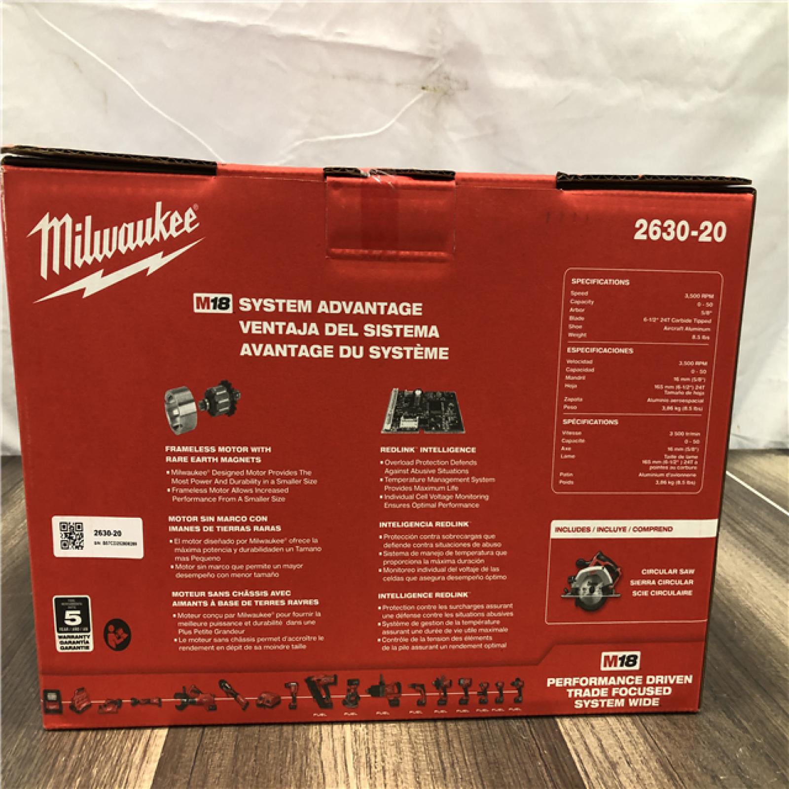 NEW- Milwaukee M18 18V Lithium-Ion Cordless 6-1/2 in. Circular Saw (Tool-Only)