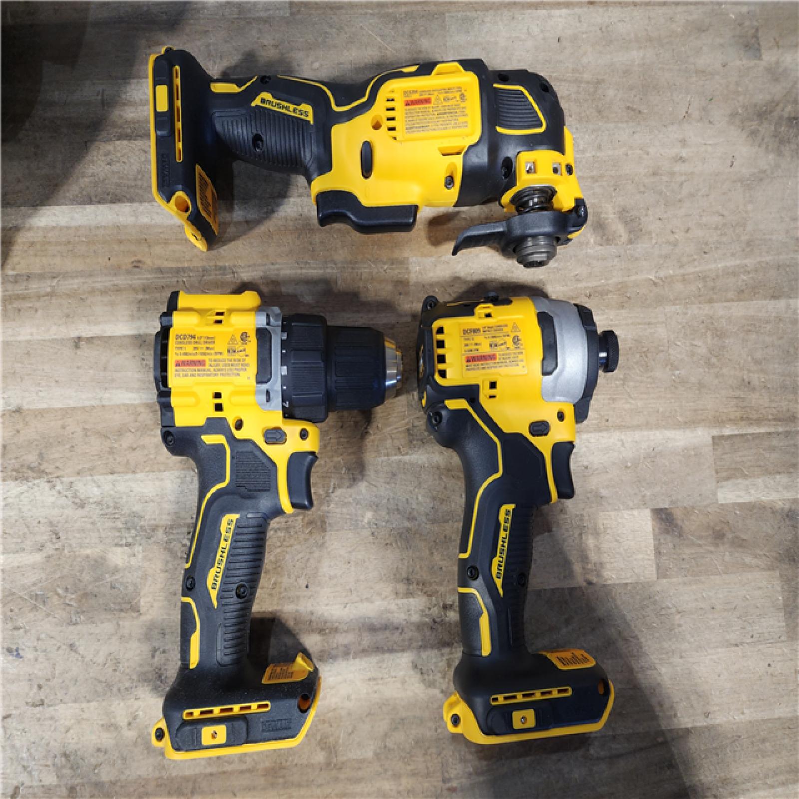 HOUSTON LOCATION - AS-IS DEWALT ATOMIC 20-Volt Lithium-Ion Cordless Brushless (3-Tool) Combo Kit