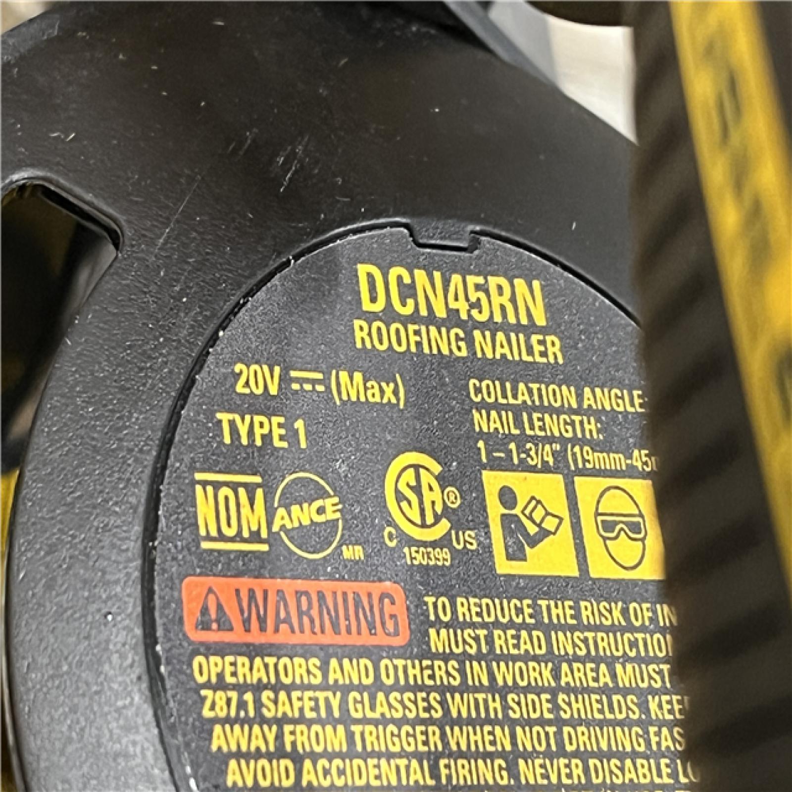 AS-IS DEWALT 20V MAX Lithium-Ion 15-Degree Electric Cordless Roofing Nailer Kit