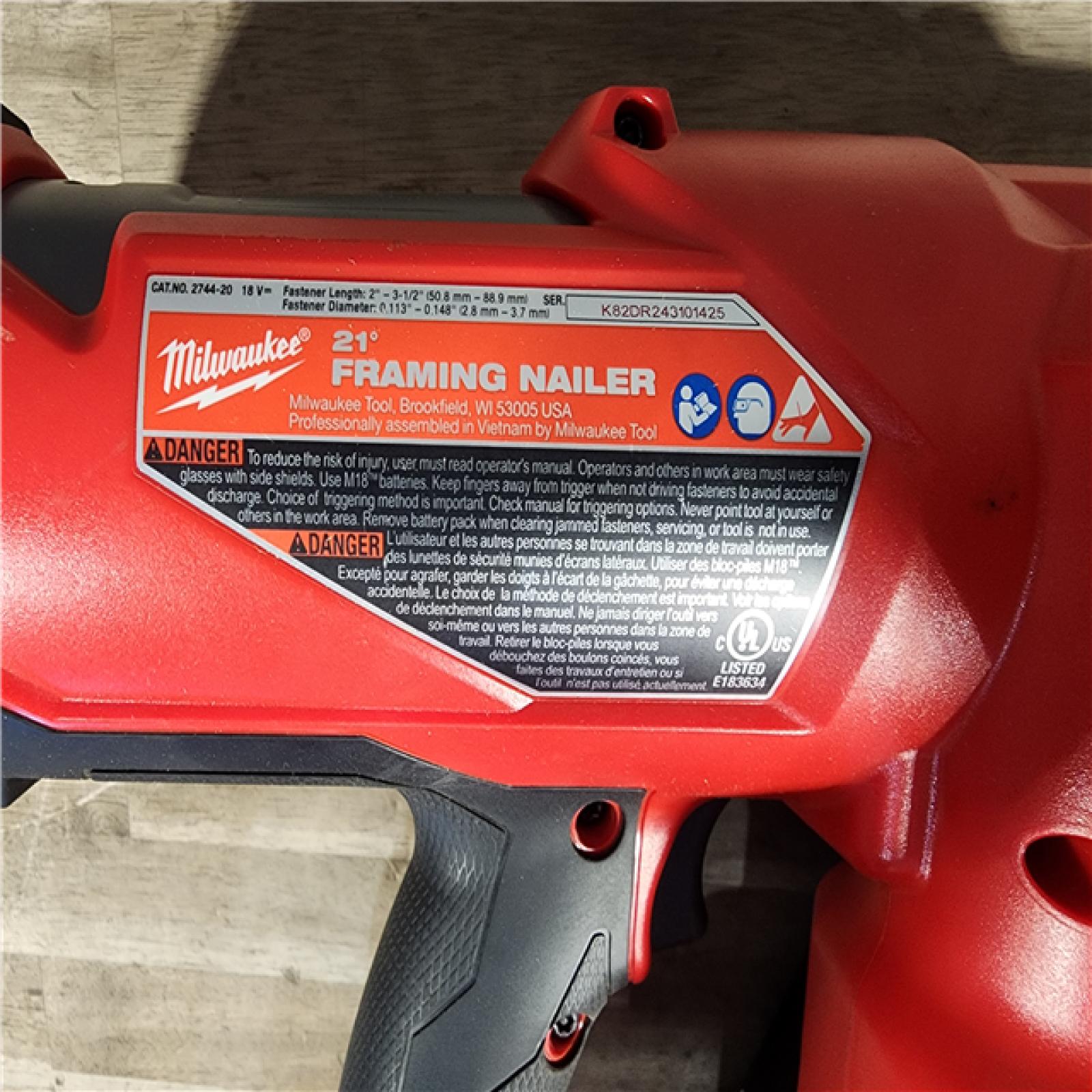 HOUSTON LOCATION - AS-IS Milwaukee 2744-20 M18 FUEL 3-1/2 in. 18-Volt 21-Degree Lithium-Ion Brushless Cordless Framing Nailer (Tool-Only)