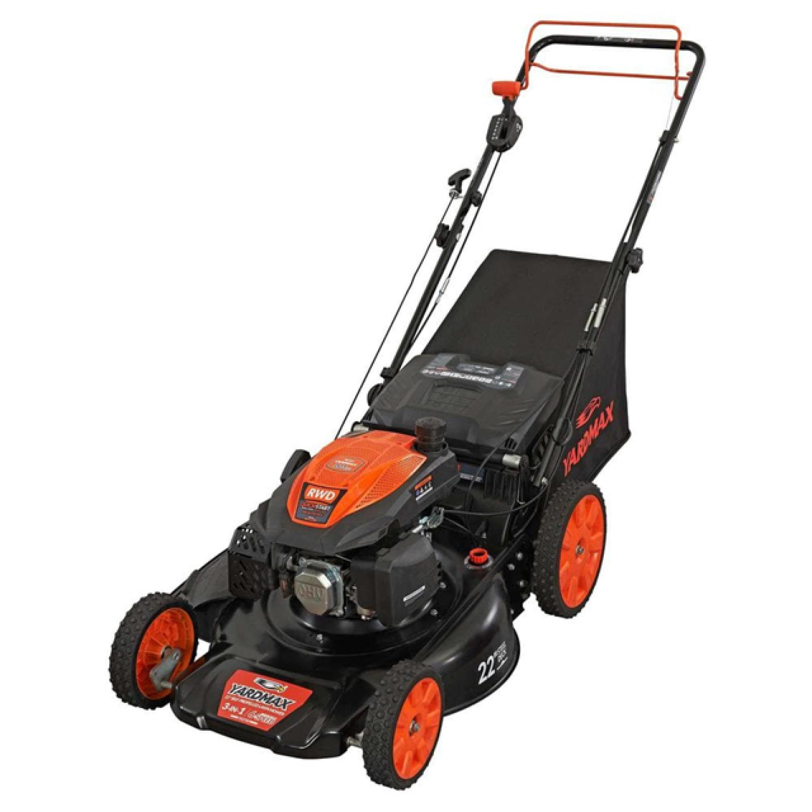 HOUSTON LOCATION - AS-IS (NEW) YARDMAX 22 in. 201 Cc SELECT PACE 6 Speed CVT High Wheel RWD 3-in-1 Gas Walk Behind Self Propelled Lawn Mower