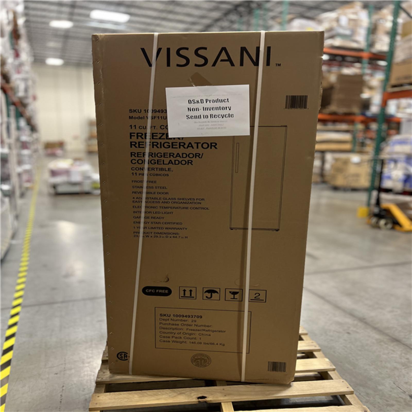 DALLAS LOCATION - AS-IS Vissani 24 in. 11 cu. ft. Convertible Auto Defrost Garage Ready Upright Freezer/Refrigerator in Stainless Steel  Energy Star