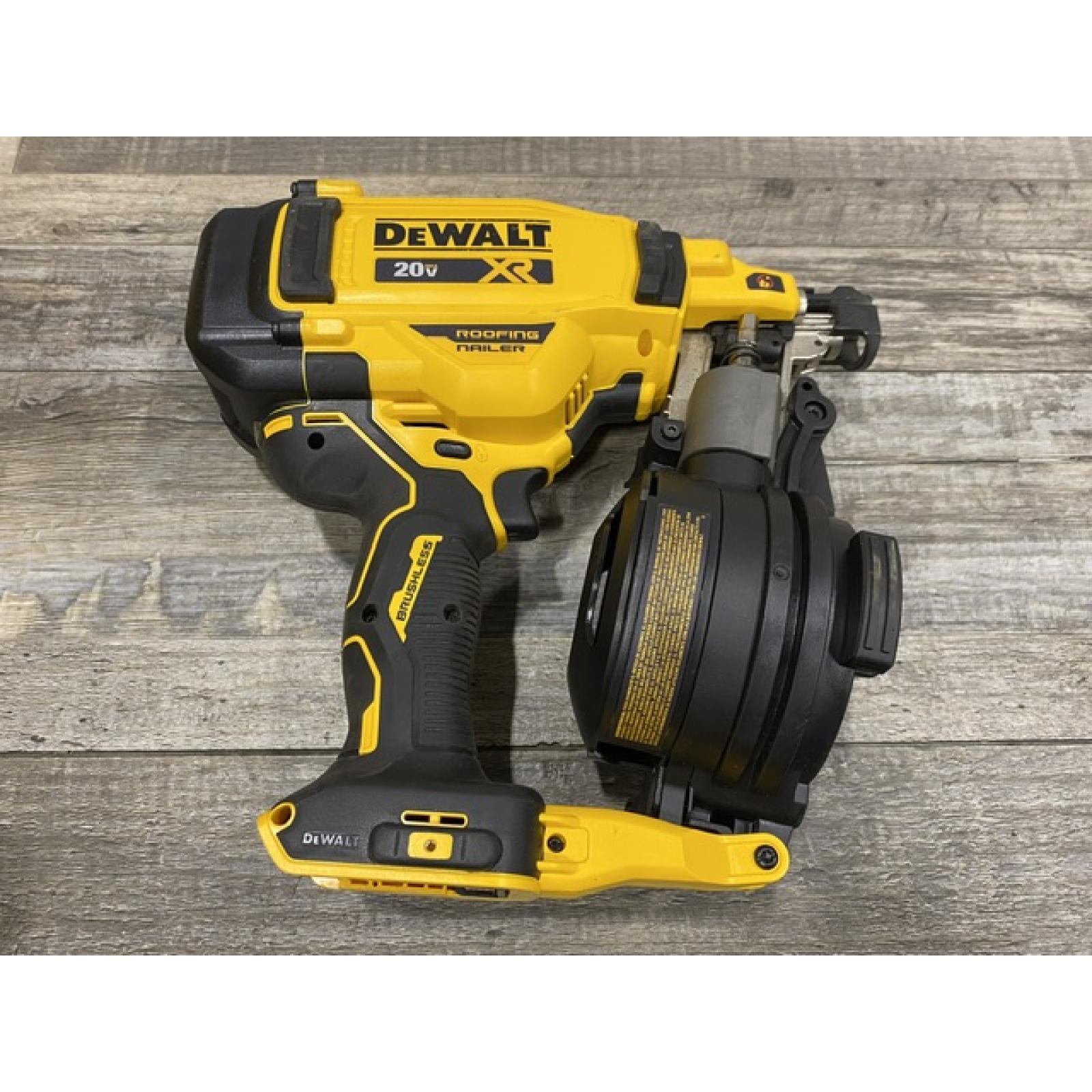 AS-IS DEWALT 20V MAX Lithium-Ion 15-Degree Electric Cordless Roofing Nailer Kit