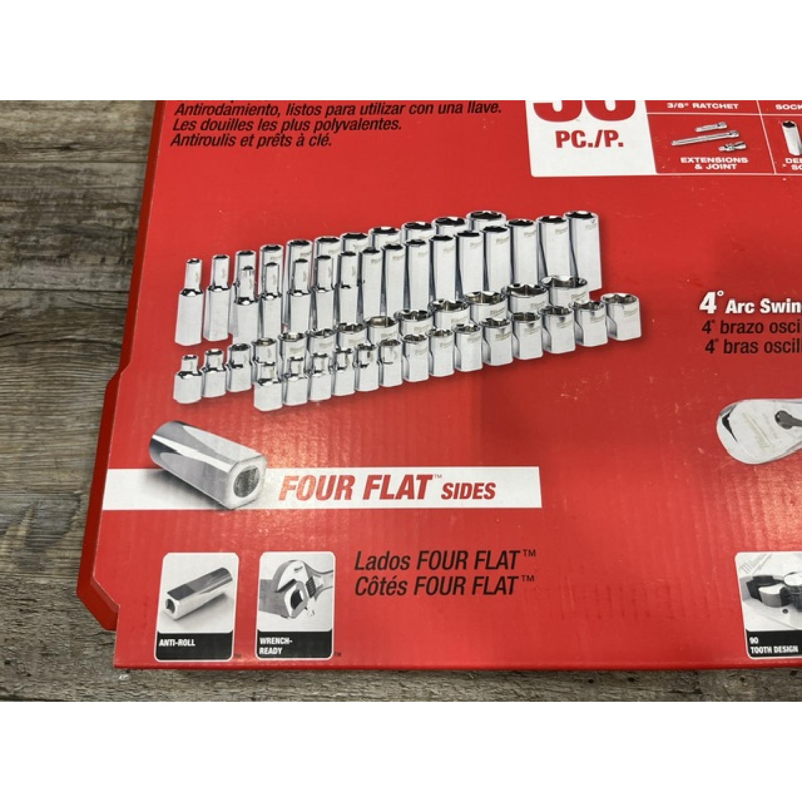 NEW - Milwaukee 3/8 in. Drive SAE/Metric Ratchet and Socket Mechanics Tool Set (56-Piece)