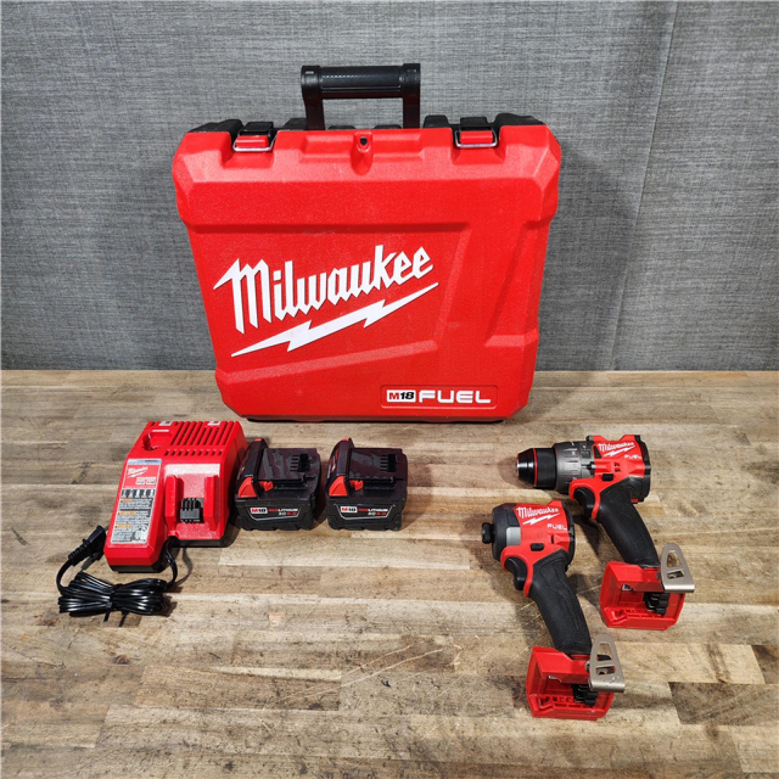 HOUSTON LOCATION - AS-IS Milwaukee M18 FUEL 18V Lithium-Ion Brushless Cordless Hammer Drill and Impact Driver Combo Kit
