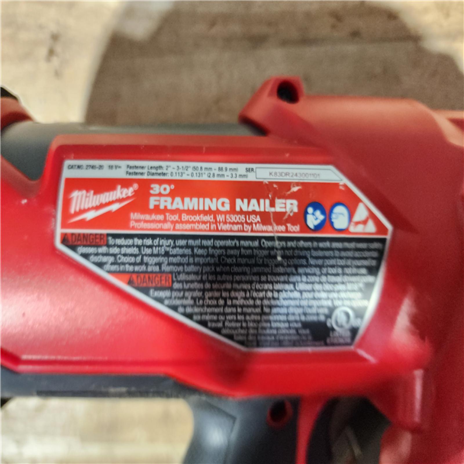 HOUSTON LOCATION - AS - IS Milwaukee FUEL 3-1/2 in. 18-Volt 30-Degree Lithium-Ion Brushless Cordless Framing Nailer (Tool-Only)